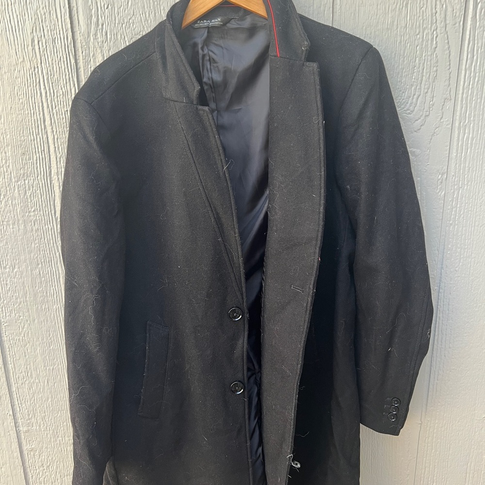 Zara Men's Elegant Black Trench Coat